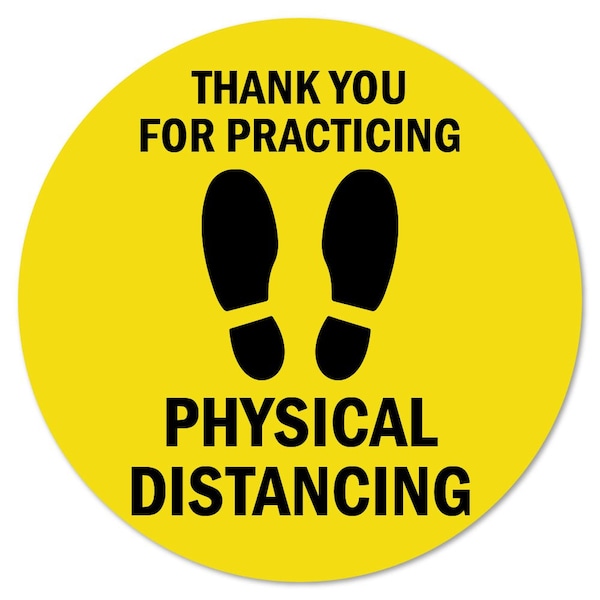 Thank You Practicing Safe Distance Non-Slip Floor Graphic, 16in Vinyl Decal, 12PK, C-16-12PK-99975